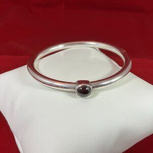 Ed Levin Sterling Silver Garnet Bangle Bracelet January Birthstone